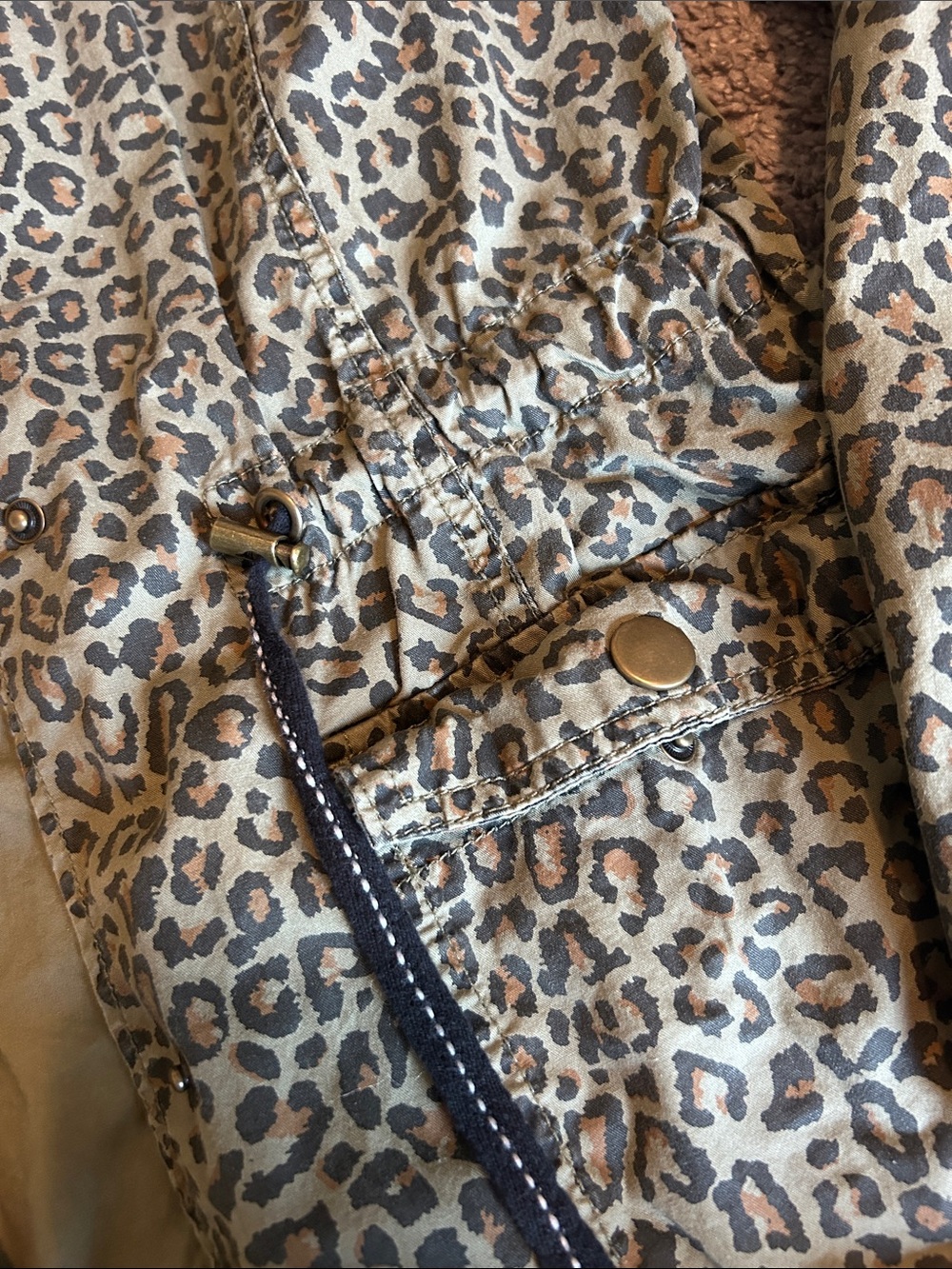 Maurices Leopard-Print Utility Jacket in Olive and Tan - Picture 2 of 5